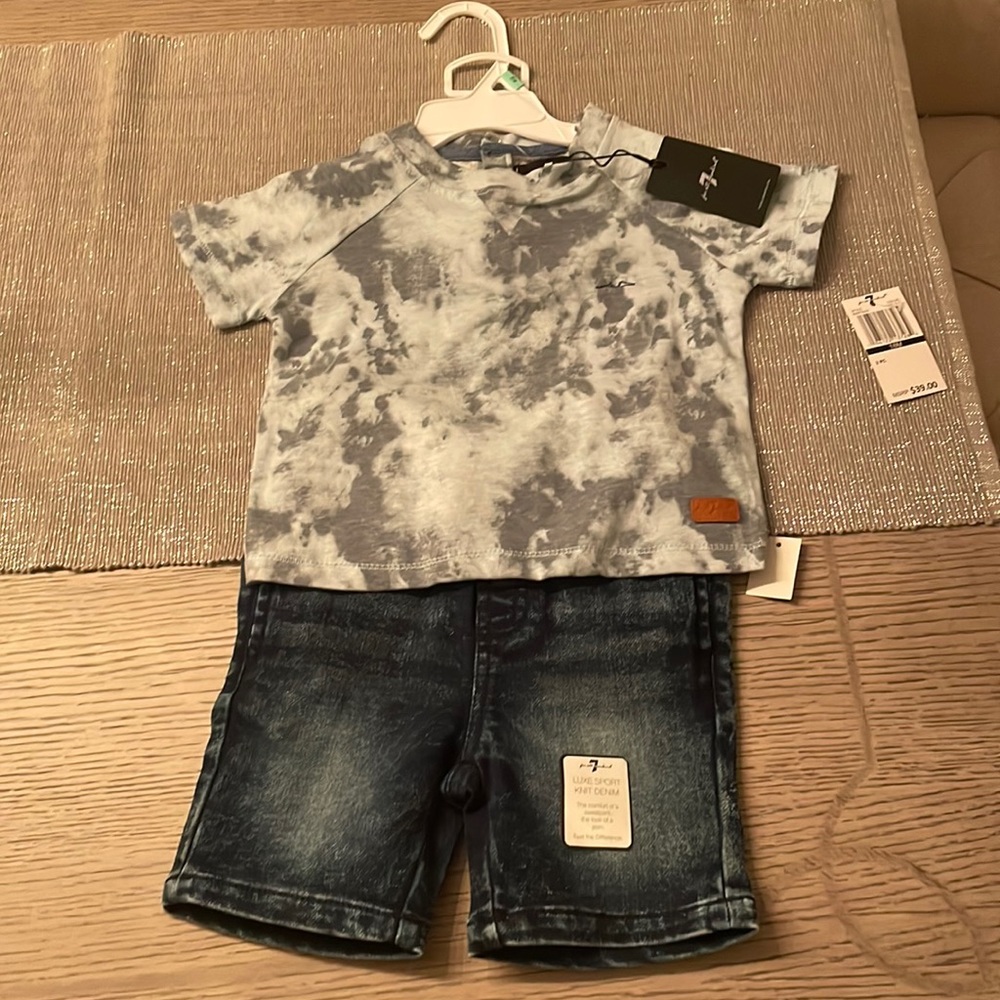 NWT 7 for all mankind toddler boy outfit set size 18 months